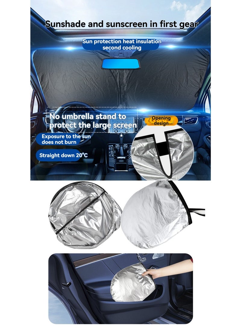 145cm*79cm Titanium Silver Large Sunshade Windshield Sunshade Accessories Foldable Sunshade Reflective Blocking Heat Sun Protection Suitable For Cars, Suvs, Commercial Vehicles - Image 3